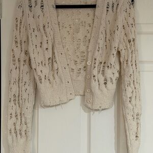 Zara Cream Open-Knit Women's Cardigan